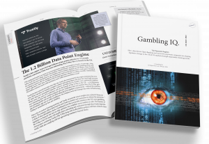 The Gambling IQ front cover with double page spread featuring the Open Banking enablers and payments engines