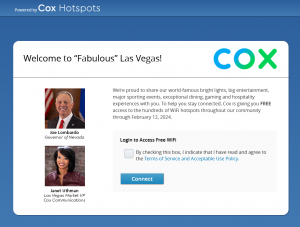 Cox provides FREE access to its Wi Fi hotspot network in Las Vegas