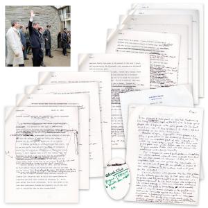Lot 128 is a 12-page early speech draft by Ronald Reagan, signed and heavily annotated, of an address he later delivered before AFL-CIO members in 1981, on the day of his near assassination by John Hinckley, Jr. (est. $8,000-$10,000).