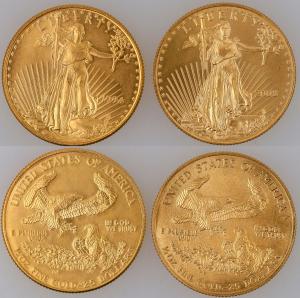 Two mint state $25 gold eagle coins (1994 and 2008), each one-half ounce of fine gold ($4,700).