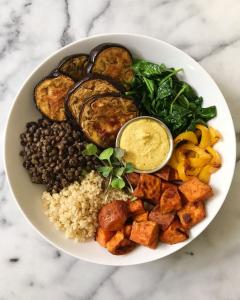 A picture of a meal, we encourage balanced and nutrition rich meals at Veda.