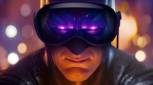 Batman wearing the BatVision Pro Powered by Secretidentity.com