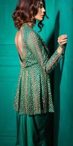 Teal Green Peplum Silky Tulip by Deemas Fashion