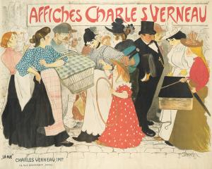 Théophile-Alexandre Steinlen, Affiches Charles Verneau. "La Rue." 1896. Est: $60,000-$80,000.