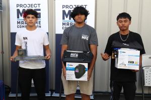 Project MFG Maritime Weilding winners: In First Place was Tripsen Tahele from Waipahu High School in Second Place was Sunila Sipinga from Hilo High School and in Third Place was Logan Rabagu from Waipahu High School