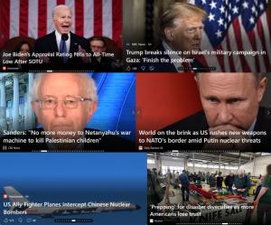 These images show four recent mainstream news headlines.