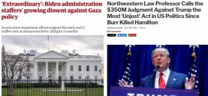 These images show two headlines of news articles about Biden and Trump.