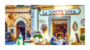 Image of a scene of people living La Dolce Vita