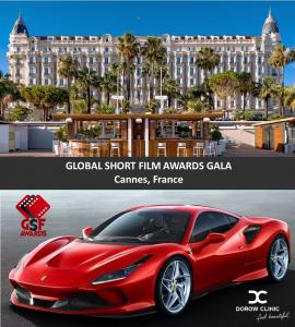 Global Short Film Awards in Cannes includes luxury activities like VIP rides in our Ferrari F8.