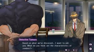 An old detective "Tamura" is talking to a man over coffee at a convenience store.