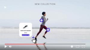 Illustration of a shoppable video interface on Cinema8, showcasing direct 'Add to Cart' options within the video content, enhancing ecommerce engagement.