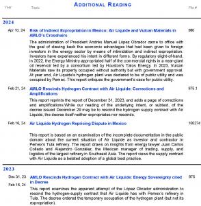 Titles of our prior report on the Air Liquide controversy