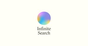 Logo for 'The Infinite Search' podcast, featuring stylized text and colorful, thematic elements.