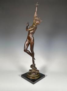 There were two bronze sculptures in the sale by Harriet Whitney Frishmuth (American, 1880-1980), including this one, from 1925, titled Crest of the Wave ($11,070).