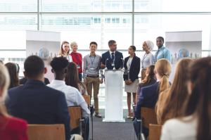 Stock Photo of Speakers at a conference