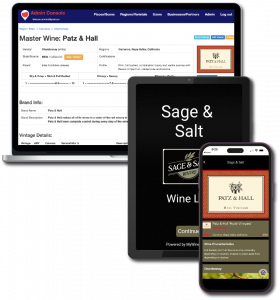 My Wine Guide software screenshots on a  Smartphone, Tablet & Laptop