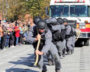 Ottawa Police Services pulling a 10+ tonne fire truck