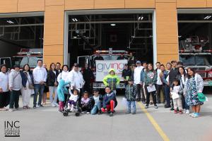 Church Of Christ members at a Firefighter Appreciation visit at the Fire Station #34 in Calgary at 16 Vista Link NW in Calgary, AB