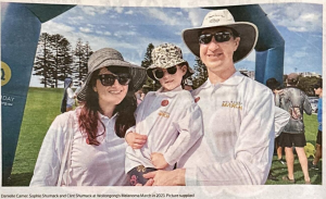 Danielle Camer, Sophie Shumack and Clint Shumack at Wollongong's March in 2023