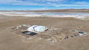 birds eye view of lithium extraction plant in Argentina