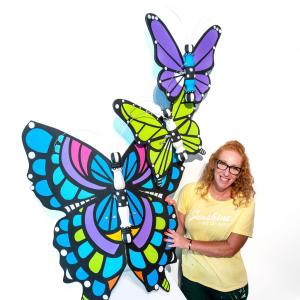 Artist Lisa Littell and Butterfly Installation