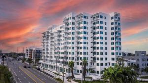 This modern complex, Vantage St. Pete Apartments, overlooks Tampa Bay, providing residents with a beautiful ocean view.