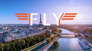 FLY Logo over Paris back drop