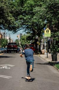 Longboarding through Red Hook, Brooklyn.