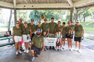 The Sophia Ruggieri Memorial Foundation’s inaugural “Sophia’s Stroll” inspired participation from Florida, North Carolina, New Jersey, Wisconsin, Wyoming, California, Canada, the UK and New Zealand Photo of 15 members of Team Chiera ready to begin their Sophia's Stroll in Coral Springs, FL.