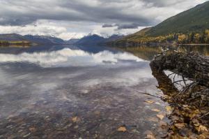 Yellows and greens cover the mountains in Glacier National Park.