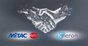 Promotional graphic showing a strategic partnership between MiTAC and Kneron