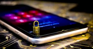 Smartphone with padlock representing cybersecurity