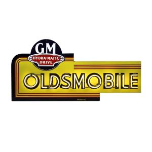 Oldsmobile GM Hydramatic Drive neon dealer sign (American, 1940s) fitted to a rear-mounted wood and sheet metal frame that stands the sign about 4” off a wall (est. CA$15,000-$20,000).