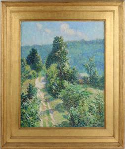 Wonderfully vibrant and impressionistic oil on canvas painting titled Road to my Farm by George Loftus Noyes (Canadian, 1864-1954) estimated at $15,000-$30,000.