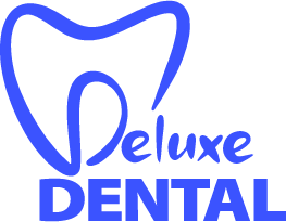 The text says Deluxe Dental in blue and has a drawing of a tooth