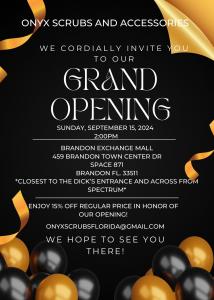 O2 and Onyx Scrubs and Accessories - Grand Opening Announcement