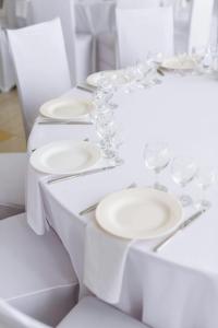 Clean and white table linens