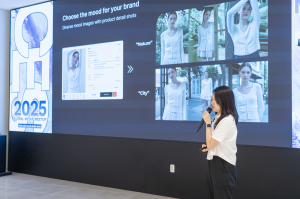 Jihye Jung, CEO of CodiMe, pitching at the ‘Global Media Meetup’ held at MIK Base Camp