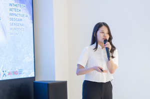 Jihye Jung, CEO of CodiMe, pitching at the ‘Global Media Meetup’