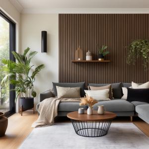 Wood Panel Wall in Living Room