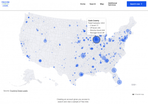 Trucking Tower Leads' Heat Mapping Tool highlights key fleet executive locations, helping businesses target and streamline their sales efforts efficiently