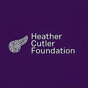 Heather Cutler Foundation logo featuring a white pancreatic illustration on a dark purple background, representing cancer advocacy and healthcare support.