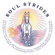 Soul Strides Journey logo featuring a horse with a radiant third eye, surrounded by colorful rays, symbolizing the integration of equine wisdom, ketamine-assisted transformation, and purposeful healing.