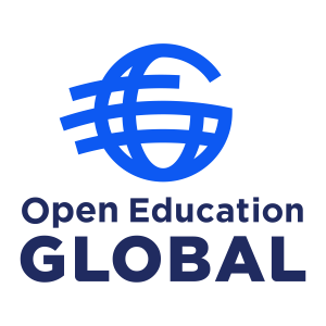 A graphic visual of a G that mimics a globe as a device for the Open Education Global logo.