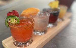A photo of a margarita flight from Rodrigo's Mexican Grill