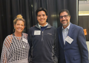 Pictured: Deborah Arnone, Mario Cortez-Pacheco Arnone Scholarship Recipient, Marco Arnone ENSER President