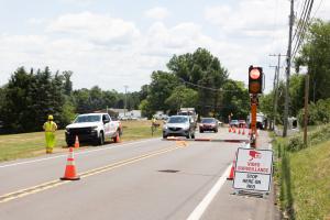 Site 20/20 Guardian SmartFlagger automated flagger assistance device in use in Pennsylvania.