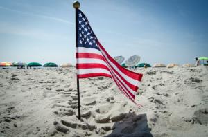 Flag on beach