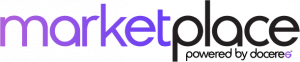 Marketplace powered by Doceree logo in purple and dark grey