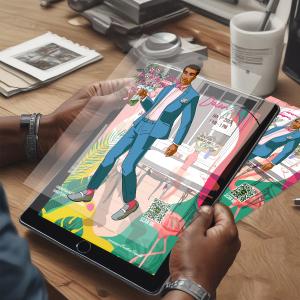 creative augmented reality flyer designed as a birthday party invite